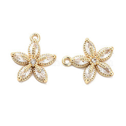 Brass Micro Pave Clear Cubic Zirconia Charms&nbsp;KK-C054-18G