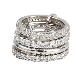Brass Micro Pave Cubic Zirconia Plain Band Finger Rings for Women&nbsp;RJEW-P160-01I-P