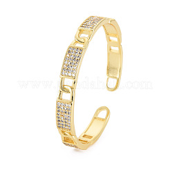 Cubic Zirconia Rectangle Open Cuff Bangle&nbsp;BJEW-S141-024
