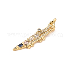 Brass Micro Pave Cubic Zirconia Pendants&nbsp;KK-E111-39G-02