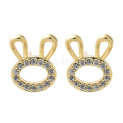 Rabbit Head Brass Micro Pave Cubic Zirconia Ear Studs&nbsp;EJEW-D304-39G