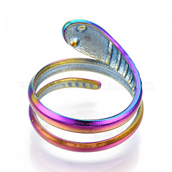 304 Stainless Steel Snake Twist Rings&nbsp;RJEW-N038-114M