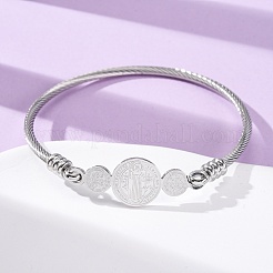 Religion 304 Stainless Steel Bangles for Women&nbsp;BJEW-K280-01P