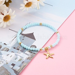 Golden Plated 304 Stainless Steel Stretch Charm Bracelets&nbsp;BJEW-JB06096-04