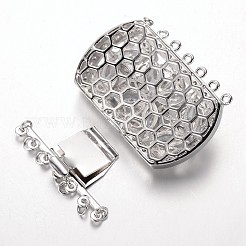 Brass Cubic Zirconia Box Clasps&nbsp;ZIRC-O020-08-NR