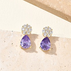 Brass Micro Pave Cubic Zirconia Stud Earrings for Women&nbsp;EJEW-A167-05G
