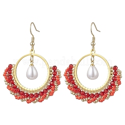 Flat Round Glass Dangle Earrings&nbsp;EJEW-MZ00705