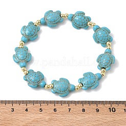 Synthetic Turquoise & Non-magnetic Hematite Beads Stretch Bracelets for Women Men&nbsp;BJEW-JB13729-02