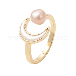 3Pcs 3 Colors Moon Brass Shell Cuff Open Rings&nbsp;RJEW-JR00998