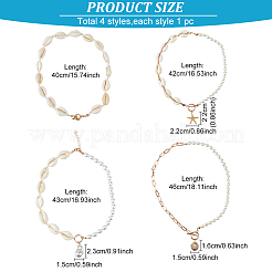 4Pcs 4 Style Natural Shell & Imitation Pearl Beaded Necklaces Set&nbsp;NJEW-AN0001-53