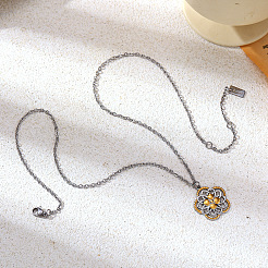 Duo Tone 304 Stainless Steel Pendant Necklaces for Women&nbsp;WGF019C-04