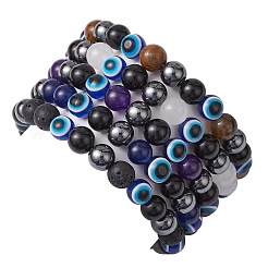 Round Gemstone Beaded Stretch Bracelets&nbsp;BJEW-JB11005