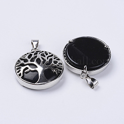 Natural Dyed & Heated Black Agate Pendants&nbsp;G-P350-D05