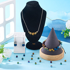 250Pcs 10 Colors Electroplated Natural Lava Rock Beads Strands&nbsp;G-PJ0001-03A
