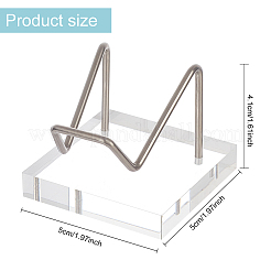 Square Clear Acrylic Base Stainless Steel Arm Mineral Specimens Display Easel Stands&nbsp;ODIS-WH0043-27P