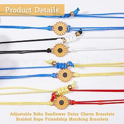 10Pcs 5 Colors Alloy Sunflower Link Bracelets Set&nbsp;BJEW-FI0001-62
