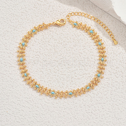 Summer Ceramic Beads Brass Link Chain Anklets for Women&nbsp;MW4198