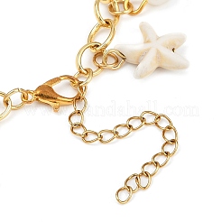 Dyed Synthetic Turquoise Starfish Charm Bracelets&nbsp;BJEW-JB11642-01