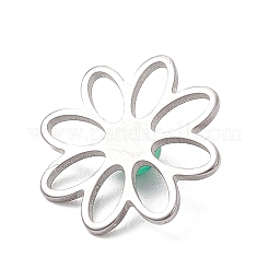 201 Stainless Steel Pave Gemstone Flower Cabochons&nbsp;PALLOY-JF03492