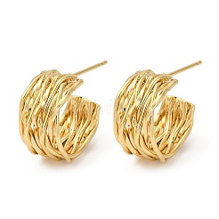Brass C-Shaped Stud Earrings&nbsp;KK-P325-48G