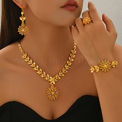 Vintage Alloy Hollow Flower Bracelets & Earrings & Necklaces & Rings Sets for Women&nbsp;AC4894