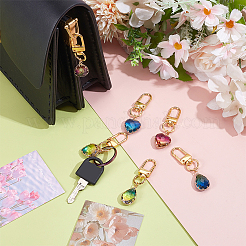 6Pcs 6 Styles Heart/Teardrop K9 Glass Imitation Tourmaline Pendants Decoration&nbsp;HJEW-NB00204