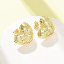 Woven Heart Brass Stud Earrings&nbsp;EJEW-D351-05G