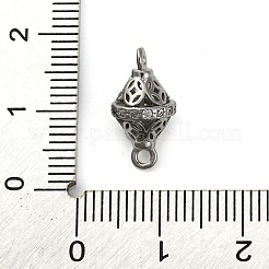 Brass Micro Pave Clear Cubic Zirconia Hollow Bicone Connector Charms&nbsp;KK-A230-05E-P