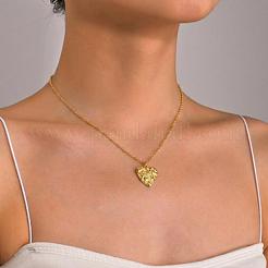 304 Stainless Steel Textured Love Heart Pendant Necklaces for Women&nbsp;ZO7901-2