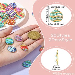 40Pcs 20 Styles Printed Alloy Pendants&nbsp;FIND-CJ0011-18