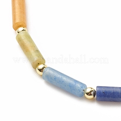 Natural Mixed Gemstone Column Beaded Anklet with Brass Paperclip Chains for Women&nbsp;AJEW-AN00494