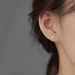 925 Sterling Silver Clear Cubic Zirconia Deer Head Stud Earrings&nbsp;FS-WG3413F-02