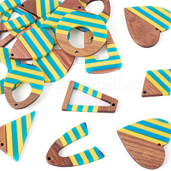 18Pcs 9 Styles Epoxy Resin & Walnut Wood Pendants&nbsp;RESI-TA0003-82