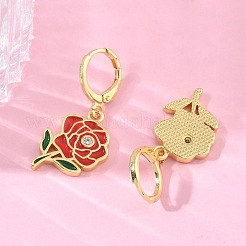 Valentine's Day Brass Enamel Hoop Earrings for Women&nbsp;EJEW-G464-01G-01