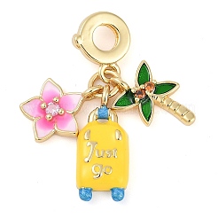 Rack Plating Brass Cubic Zirconia Summer European Dangle Charms&nbsp;KK-P287-01B-G