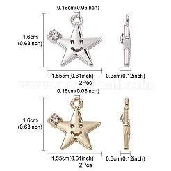 4Pcs 2 Colors Rack Plating Alloy Rhinestone Pendants&nbsp;FIND-YW0003-59