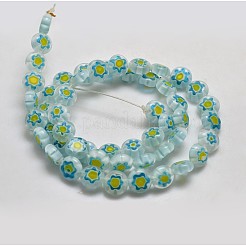 Handmade Millefiori Glass Flat Round Bead Strands&nbsp;X-LK-P011-18