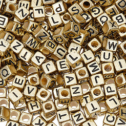 880Pcs Antique Golden Plated Large Hole Acrylic Letter European Beads&nbsp;PACR-PA0001-22