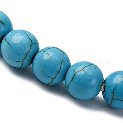 Synthetic Turquoise Round Beaded Stretch Bracelets&nbsp;BJEW-F203-02