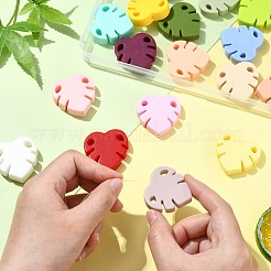 18Pcs 18 Colors Monstera Leaf Food Grade Eco-Friendly Silicone Beads&nbsp;SIL-CJ0002-76