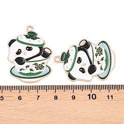 Cute Panda Teapot Alloy Enamel Pendants&nbsp;PALLOY-A024-02KCG