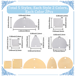 20Pcs 10 Styles 201 Stainless Steel Links&nbsp;STAS-SC0010-11