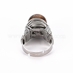 Adjustable Gemstone Round Finger Rings&nbsp;RJEW-T019-01A-P