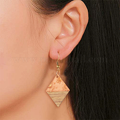 Transparent Resin & Walnut Wood Pendants&nbsp;RESI-CJ0001-72