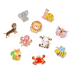 12Pcs 12 Styles Animal Series Enamel Pin&nbsp;JEWB-CJ0003-64