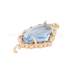 Golden Plated Brass Pave Clear Cubic Zirconia Connector Charms&nbsp;KK-L218-002G-02