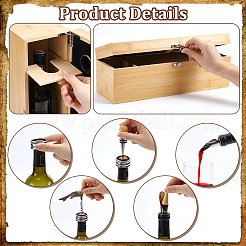 Wooden Wine Gift Packing Boxes with Clasps and 4Pcs Wine Openers&nbsp;CON-WH0089-269