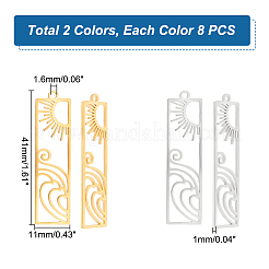 8Pcs 2 Colors 201 Stainless Steel Pendants&nbsp;STAS-UN0044-21