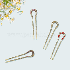 6Pcs 6 Colors Alloy Rhinestone Vintage Hair Forks&nbsp;OHAR-CY0001-06