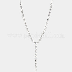 Flat Round Brass Micro Pave Clear Cubic Zirconia Tennis Y Necklaces for Women&nbsp;FS-WG3C55D-02